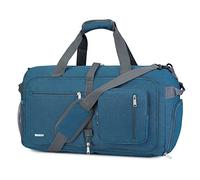 WANDF Bolsa de Viaje 40L con Compartimento húmedo y Compartimento para Zapatos Bolsa de Viaje Plegable para Fin Semana Equipaje Mano Hombres y Mujeres (Azul)