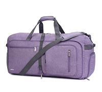WANDF Bolsa de Viaje 85L con Compartimento húmedo y Compartimento para Zapatos Bolsa de Viaje Plegable para Fin Semana Equipaje Mano Hombres y Mujeres (Púrpura)
