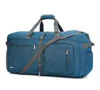WANDF Bolsa de Viaje con Compartimento para Zapatos Bolsa de Fin de Semana Plegable Equipaje de Mano para Hombres Mujeres (Azul, 85L)