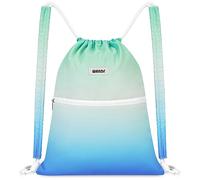 WANDF Mochila con Cordones y Acolchado para Los Hombros Bolsa de Gimnasia Bolsa de Deporte Mochila Gimnasio Gym Cuerdas Ajustable para Hombres y Mujeres (Gradiente Azul-Verde)