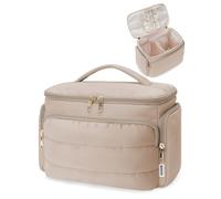 WANDF Neceser de Viaje Grande, Bolso de Maquillaje de Apertura Amplia con Asa, Bolso Cosmético Hinchado para Toallas, Cosméticos, Accesorios y Elementos Esenciales para Mujeres