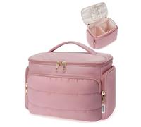 WANDF Neceser de Viaje Grande, Bolso de Maquillaje de Apertura Amplia con Asa, Bolso Cosmético Hinchado para Toallas, Cosméticos, Accesorios y Elementos Esenciales para Mujeres