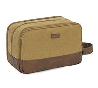 WANDF Neceser de Viaje para Hombre Bolsa de Aseo Colgante Organizador Aseo Lona Bolsa Afeitado Resistente al Agua Neceser Aseo(Caqui)