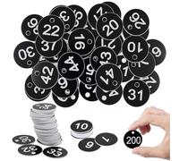 WANDGU 1 - 200 placas de matrícula grabadas: etiquetas numeradas, placas de matrícula de plástico, etiquetas de identificación, etiquetas redondas negras, llaveros, etiquetas de identificación con