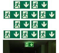 WANDGU 10 señales de salida de emergencia, luminosas: 15 x 30 cm, autoadhesivas, señales de salida de emergencia, señales de salida de emergencia, alta luminosidad, PVC autoadhesivo