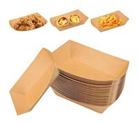 WANDGU 100 cuencos de cartón kraft para patatas fritas de 13 oz, cuenco para salchichas de curry, recipiente para comida con dedos resistente al aceite, seguro y no tóxico, cuenco para carros de