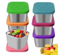 WANDGU 180ml Recipientes para Aderezos para Ensaladas: 6 Piezas Recipientes Pequeño para Salsa de Acero Inoxidable con Tapa de Silicona, Reutilizables Portátil Recipientes para Salsas