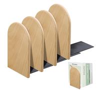 WANDGU 2 Pares Sujetalibro de Madera: 13×8cm Libros Estanteria Madera de Haya, Separadores Libros Antideslizante, Sujeta Libros de Metálicos, Sujeta Libro Resistente para Hogar, Oficina, Escuela