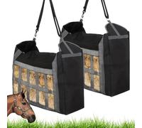WANDGU 2 piezas de red de heno para caballos: saco de heno para caballos, gran red de heno rectangular, tamaño de malla 10 x 6,8 cm, bolsa de red de heno con cordón para caballo, oveja, vaca, burro