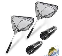 WANDGU 2 Piezas Red Telescópica de Pesca Plegable con Mango Largo, Red de Pesca en Aluminio para Pesca, Estanque, Piscina, Jardín, Playa, Compacta y Duradera