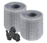WANDGU 2 Rollos de Malla de Alambre de Acero Inoxidable: 10 cm x 8 m Malla de Alambre para Roedores con Guantes, Malla de Alambre Fina para Rellenar Huecos Protección contra Roedores Jardín Cama