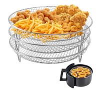 WANDGU 20,8 × 20,8 × 9,5 cm. Triple rejilla de freidora de aire: bandeja de aire para freidora de aire, rejilla de aire caliente de acero inoxidable 304, accesorios para parrilla de freidora de aire