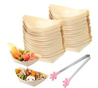 WANDGU 200 cuencos para aperitivos: cuencos para aperitivos de 8,5 x 6 cm, cuencos de madera de pino, biodegradables, cuencos de bambú, para salchichas, patatas fritas, sushi