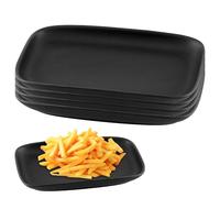 WANDGU 4 platos rectangulares para servir: platos para entrantes, platos rectangulares, color negro mate, platos para entrantes, platos de postre, platos grandes para postres, entrantes, carne