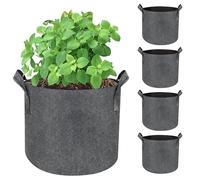 WANDGU 5 unidades de 20 l: saco de plantación con asas, saco de plantación de tela no tejida, macetas de tela gruesa de alta resistencia, macetas de ventilación, contenedores con asas para patatas,