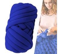 WANDGU 500 g de lana para tejer con los brazos: lana gruesa voluminosa para tejer, hilo grueso para tejer a mano, para bolsos, mantas, cestas, nidos para mascotas, bricolaje (azul)