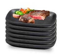 WANDGU 6 platos de postre: platos entretejidos negros 15,5 x 9 x 2 cm, platos para entrantes, rectangular, mate, para carne, aperitivos, sushi, etc