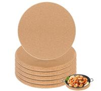 WANDGU 6 posavasos de corcho de 19 cm, redondos: salvamanteles de corcho de 1 cm de grosor, resistentes al calor, lavables y resistentes al calor, para sartenes, plantas, superficies de cocina,