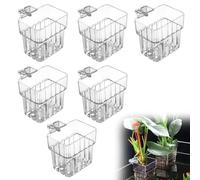 WANDGU 6 soportes para plantas de acuario: soportes para plantas de acuario, tazas colgantes acrílicas para plantas de acuario, maceta de agua colgante