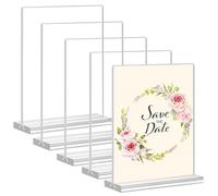 WANDGU 6 unidades de expositores de mesa A5: acrílico A5, expositor de mesa A5, soporte de mesa A5, estante de menú de carteles acrílicos, pantalla de plástico transparente para bodas, restaurantes