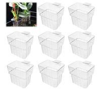 WANDGU 8 piezas soporte para plantas de acuario: soporte para plantas para acuarios, acrílico transparente colgante planta de acuario tazas de agua colgante para acuario, cultivo de plantas acuáticas