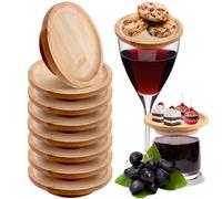 WANDGU Adorno de Charcutería para Copa de Vino: 8 Piezas Tapa de Charcutería de Copa de Vino de Madera, Copa De Vino Topper, Copa de Vino Posavasos, Mini Bandeja Charcutería para Postres, Aperitivo