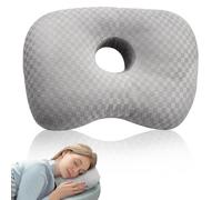 WANDGU Almohada Cervical: Cojín ergonómico de espuma con memoria con forma de anillo, antidolor en los oídos, comodidad óptima para las piernas y los durmientes laterales (43,94 x 32 x 5,08 cm), color