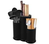 WANDGU Bloque para cuchillos 3 en 1 sin cuchillo: 23 x 22 cm, negro, universal, soporte para bloque de cuchillos, soporte para utensilios de cocina, soporte vacío, soporte para bloque de cuchillos,