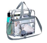 WANDGU Bolsa transparente con bolsillos con cremallera: Tas Che, bolsa de babero transparente para estadio aprobado, mochila transparente para biblioteca, estadio, aeropuerto, playa