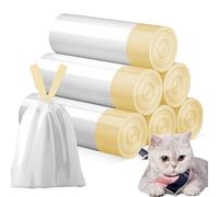 WANDGU Bolsas de basura con asa: 6 rollos de bolsas de arena para gatos, bolsa para arena para gatos, bolsa de recambio para cambio de arena para gatos, 90 unidades, duradera y autolimpiable, amarillo