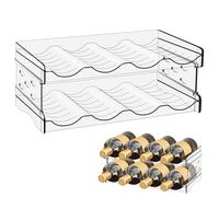 WANDGU Botellero organizador de botellas para frigorífico: Botellero apilable Botellero, Soporte transparente para botellas de agua, refrigerador, botellero, estante para latas para encimera de cocina