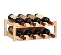 WANDGU Botellero pequeño soporte de almacenamiento: Botellero con 2 niveles, soporte para botellas de bambú natural, 2 niveles, 8 botellas de vino, estante para cocina, encimera, sótano, bar, armario