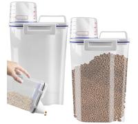 WANDGU Caja de almacenamiento con vaso medidor: 2 unidades de 2,5 l dispensador de plástico hermético con boquilla, recipiente de almacenamiento de comida para gatos, contenedor de comida para