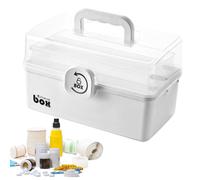 WANDGU - Caja de medicamentos para el hogar, caja de primeros auxilios portátil, 3 niveles, organizador de medicamentos, caja de almacenamiento multifunción con asa de transporte para medicamentos,