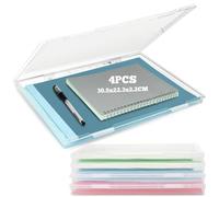 WANDGU Caja organizadora portátil: 4 cajas organizadoras transparentes A4, apilables, multifuncionales, para documentos, cartas, álbumes de recortes, revistas (30,5 x 22,3 x 2,2 cm)