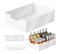 WANDGU Cajón Telescópico: 31.5 cm x 21.5 cm x 9 cm Blanco Ampliable Cajón Deslizante, Cajones Extraibles para Cocina, Organizador de Canasta de Armario Extensible para Armarios y Guardarropas