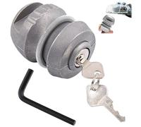 WANDGU Candado de remolque de aleación de zinc, para caravanas: seguridad Hitchlock con 2 llaves, resistente cerradura de bola antirrobo para enganches de remolque comunes, plata