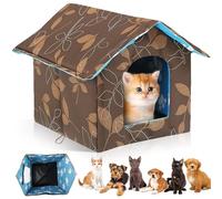 WANDGU Casa para gatos para exteriores, resistente al invierno: 40 x 38 x 35 cm, casa para gatos al aire libre, impermeable con cojín extraíble, cálido y plegable para mascotas callejeras, perros