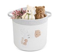 WANDGU Cestas de Almacenamiento de Juguetes: 30 x 30 cm Ttrenzada Cuerda de Algodón Cesta con Asa, Cestos para Ropas Sucia Grande para Baño, Sala de Estar, Dormitorio, Ropa Juguetes Mantas(Jirafa)