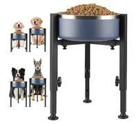 WANDGU Comedero para perros ajustable elevado: soporte elevado para perros 4 alturas ajustables de 8,5 a 14,5 pulgadas de ancho, comida de metal elevada para perros con bandeja para perros grandes y
