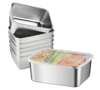 WANDGU Contenedores Herméticos de Acero Inoxidable con Tapa: 6 Piezas 13×10×5cm, Fiambrera de Acero Inoxidable para Frigorífico, Fugas, Alimentos