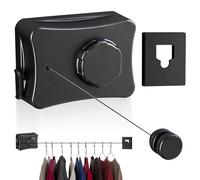 WANDGU Correa extensible de acero inoxidable de 5,1 m: cuerda de lavandería retráctil, cable de lavado retráctil, botón de apriete ajustable, largo para interiores, lavandería, apartamento