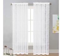 WANDGU - Cortinas transparentes (2 unidades, 2 visillos bordados, con pasarela decorativos, bordados, con ojales para salón, terraza, dormitorio (1,5 x 2 m)