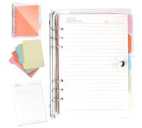 WANDGU Cuaderno de Encuadernación A5: Funda de Anillas Transparente de PVC Suave, 6 Redondos, Rellenable, Con Papel y Divisor Para Oficina, Escuela, Diario