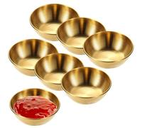 WANDGU Dipschalen: 6 Piezas Mini Cuencos Dorados de Acero Inoxidable, Robustos, Ideales para Sushi y Postres (3x8 cm, Oro)