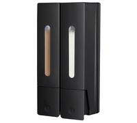 WANDGU Dispensador de jabón para montaje en pared: 2 unidades de 400 ml dispensador de jabón sin taladrar, dispensador de gel de ducha con ventana transparente para hogar, hotel, cuarto de baño