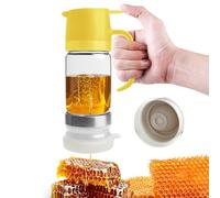 WANDGU Dispensador de miel de cristal antigoteo: 300 ml olla de miel con mango, dispensador de jarabe, tarros de miel cubierta superior e inferior desmontable, tarro dispensador de miel extraíble