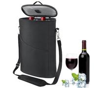 WANDGU Enfriador de botellas para viajes: manguito de enfriamiento para vino o cerveza, enfriador de vino con asas y correa de hombro ajustable, puños enfriadores de botellas para camping, excursiones