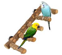 WANDGU Escalera para Pájaros: 6 Piezas Barras de Madera Natural, Estables y Seguras, para Periquitos y Guacamayos Pequeños y Medianos (31x11 cm)