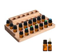 WANDGU - Exhibición de aceites esenciales de madera, 30 agujeros, caja de almacenamiento de madera para aceites esenciales, aromaterapia, organizador con 4 capas para esmalte de uñas, aceites